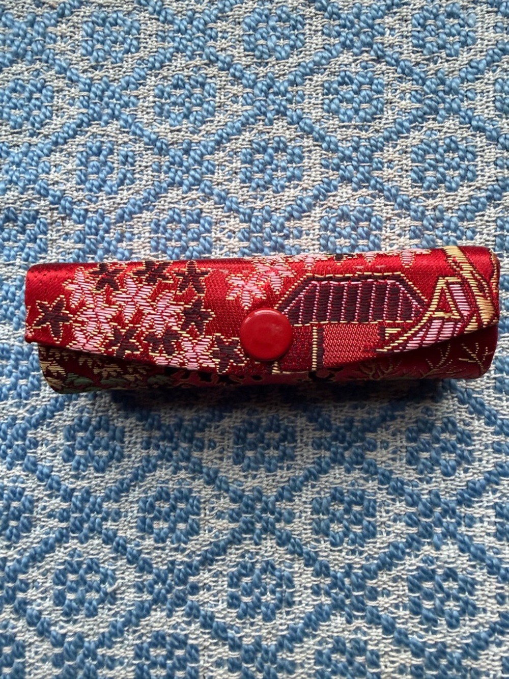 NWOT Red Satin Floral lipstick Case - Compact Protective Pouch